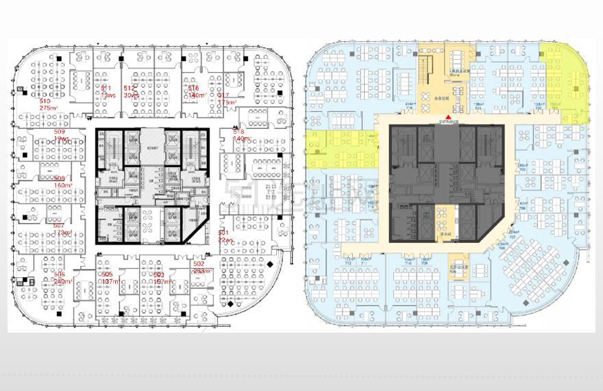 2-6人共享办公空间平面图